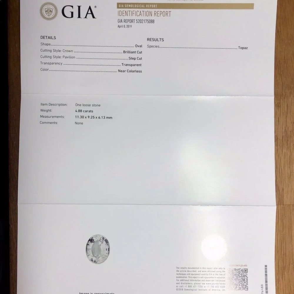 GIA CERTIFIED NATURAL Near Colorless Topaz